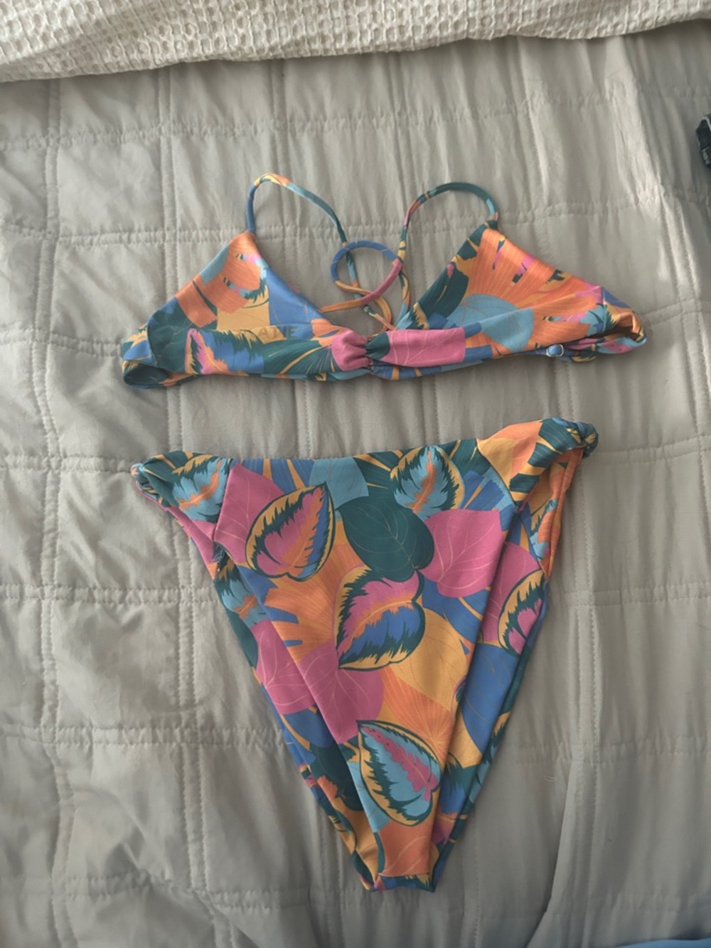 Skatie Tropical Floral Bikini in Pink, Orange, Blue, Green